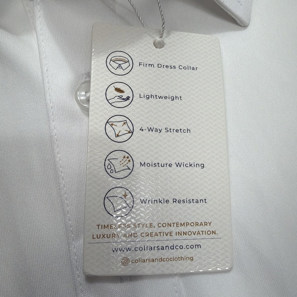 Collars and Co Firm Dress Collar Polo Shirt Mens 3XL XXXL Solid White Office New - Picture 5 of 10